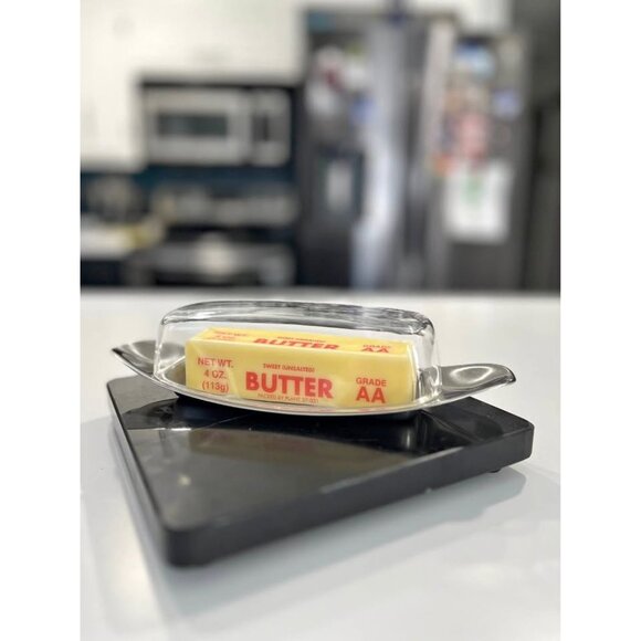 Vintage WMF Stainless Butter Cheese Tray Clear Acrylic Cover MCM-Germany - Picture 3 of 8